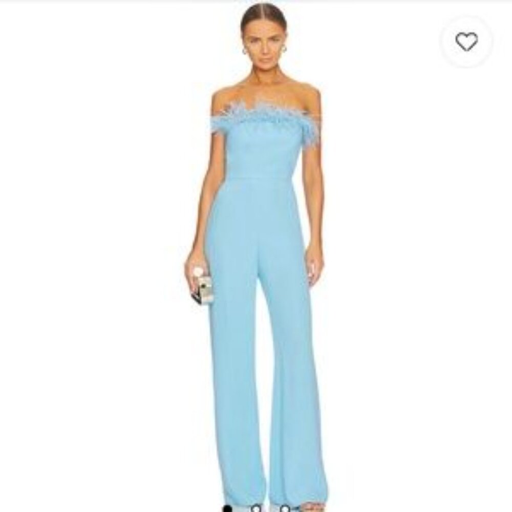 Amanda Uprichard Light Blue Off-Shoulder Jumpsuit